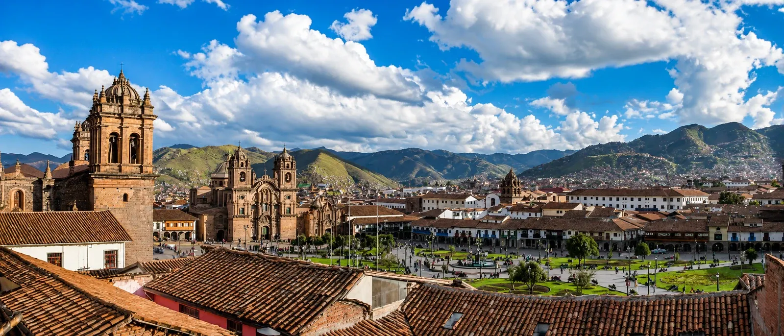 Cusco's Plaza de Armas and cathedral from the rooftops