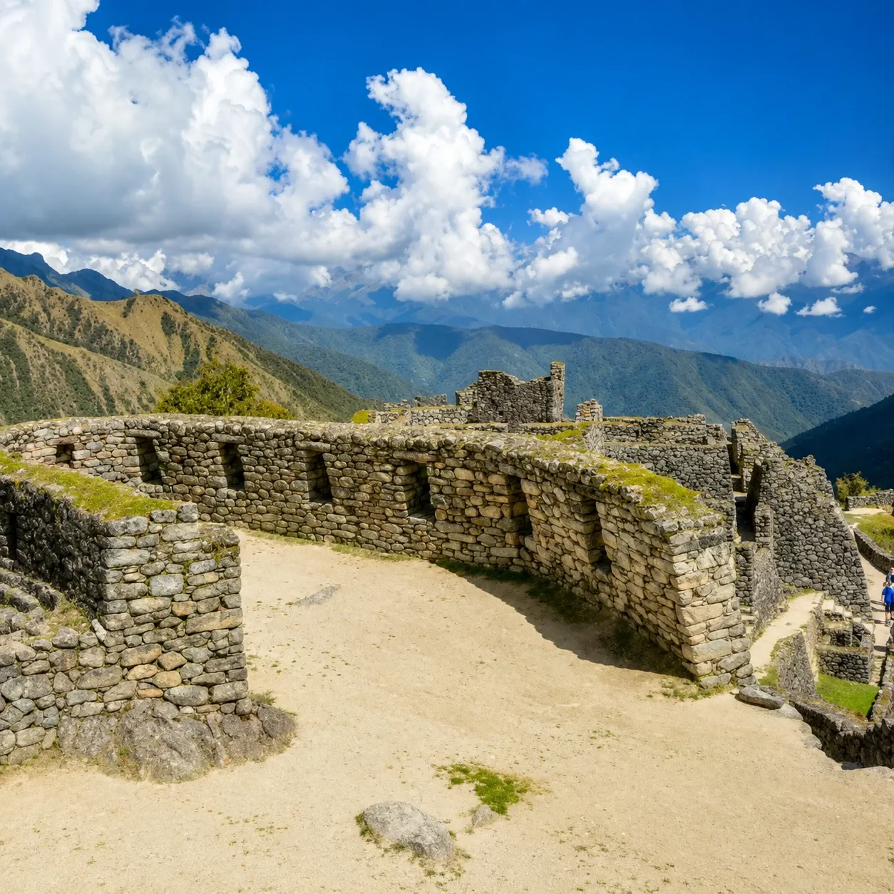 Inca walls on a ridge above the cloud forest